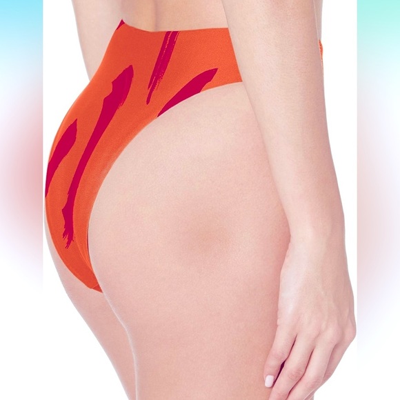 Seafolly Standard Rise High Cut Bikini Bottom Swim New Wave Spicy Orange Size 4 - Picture 4 of 7